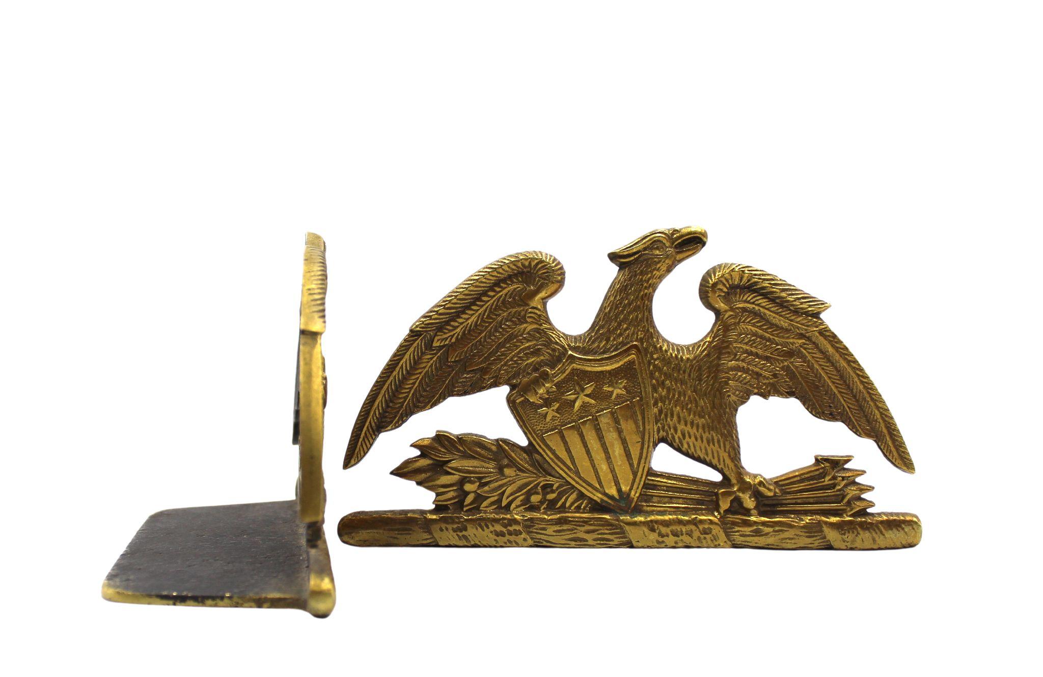 Mid-20th Century Vintage Spreadwing Brass Eagle Bookends by Virginia Metalcrafters, 1952