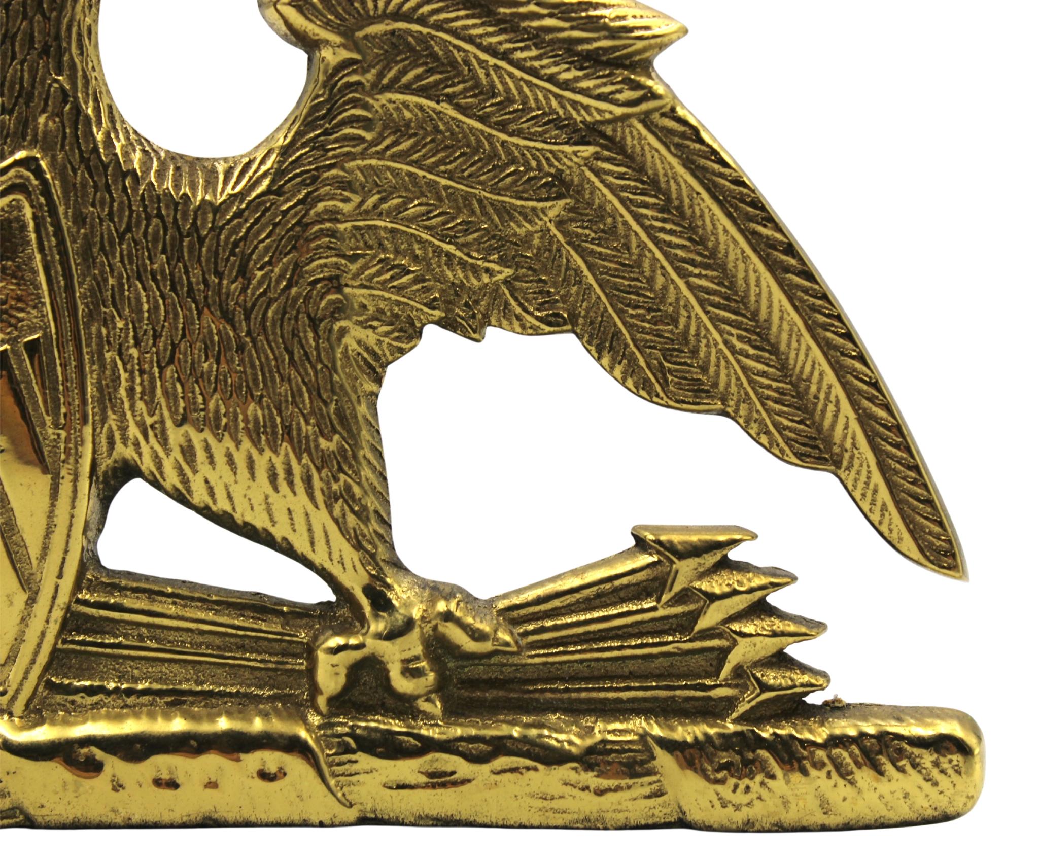 Mid-20th Century Vintage Spreadwing Brass Eagle Bookends by Virginia Metalcrafters, 1952