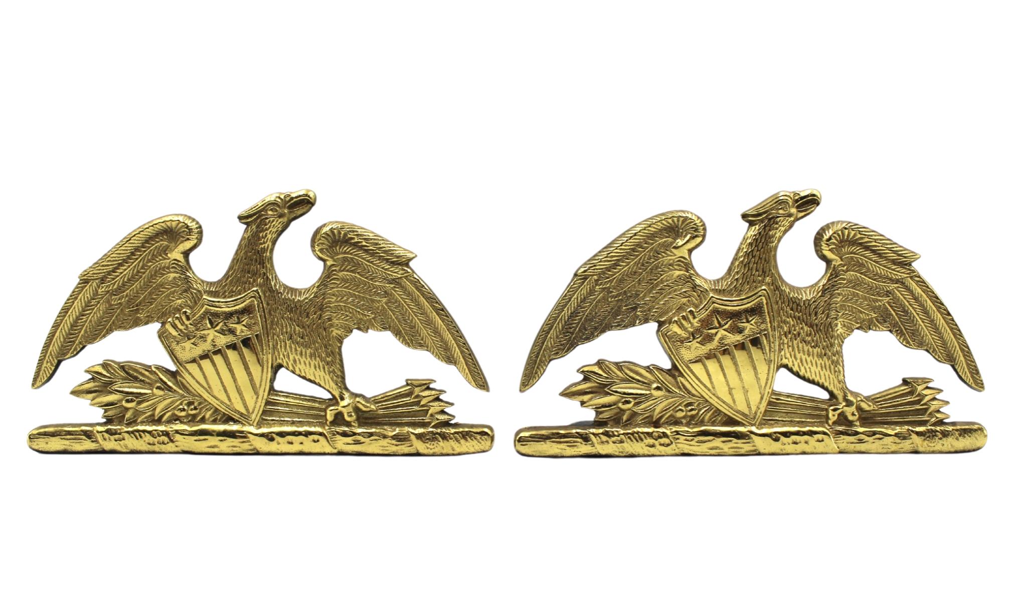 Vintage Spreadwing Brass Eagle Bookends by Virginia Metalcrafters, 1952 2