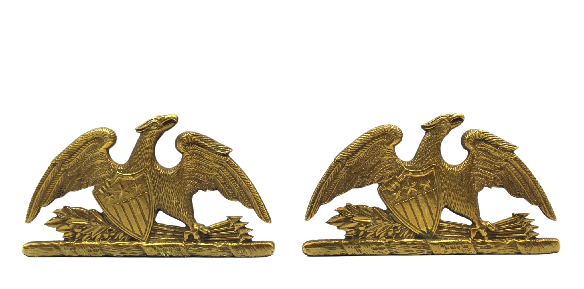 Vintage Spreadwing Brass Eagle Bookends by Virginia Metalcrafters, 1952 3
