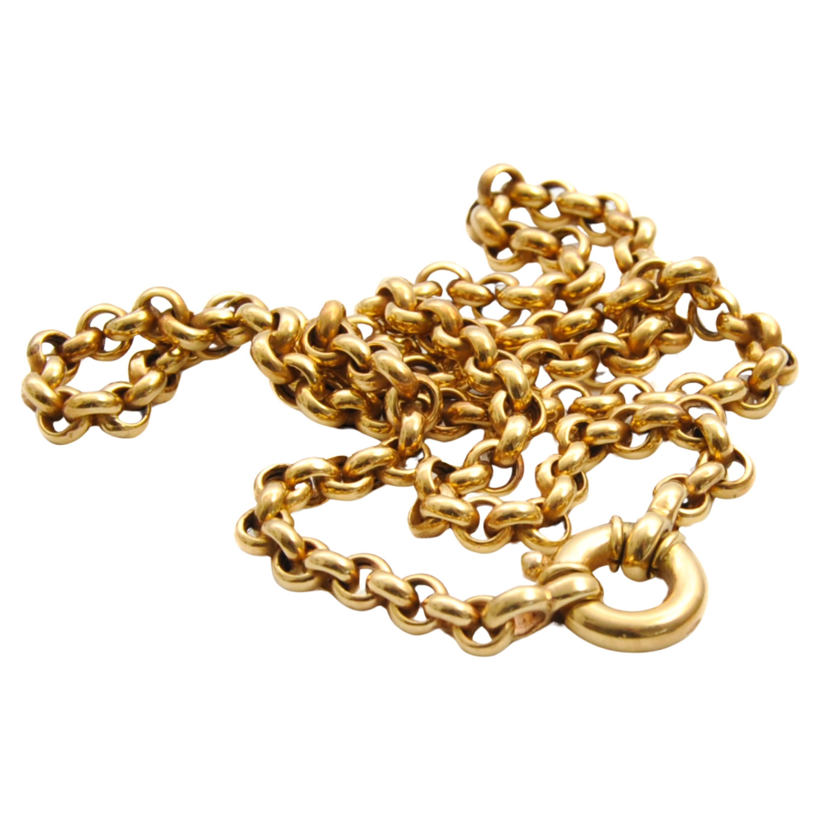 Vintage Sailor Spring Clasp 14K Gold Rolo Chain Necklace