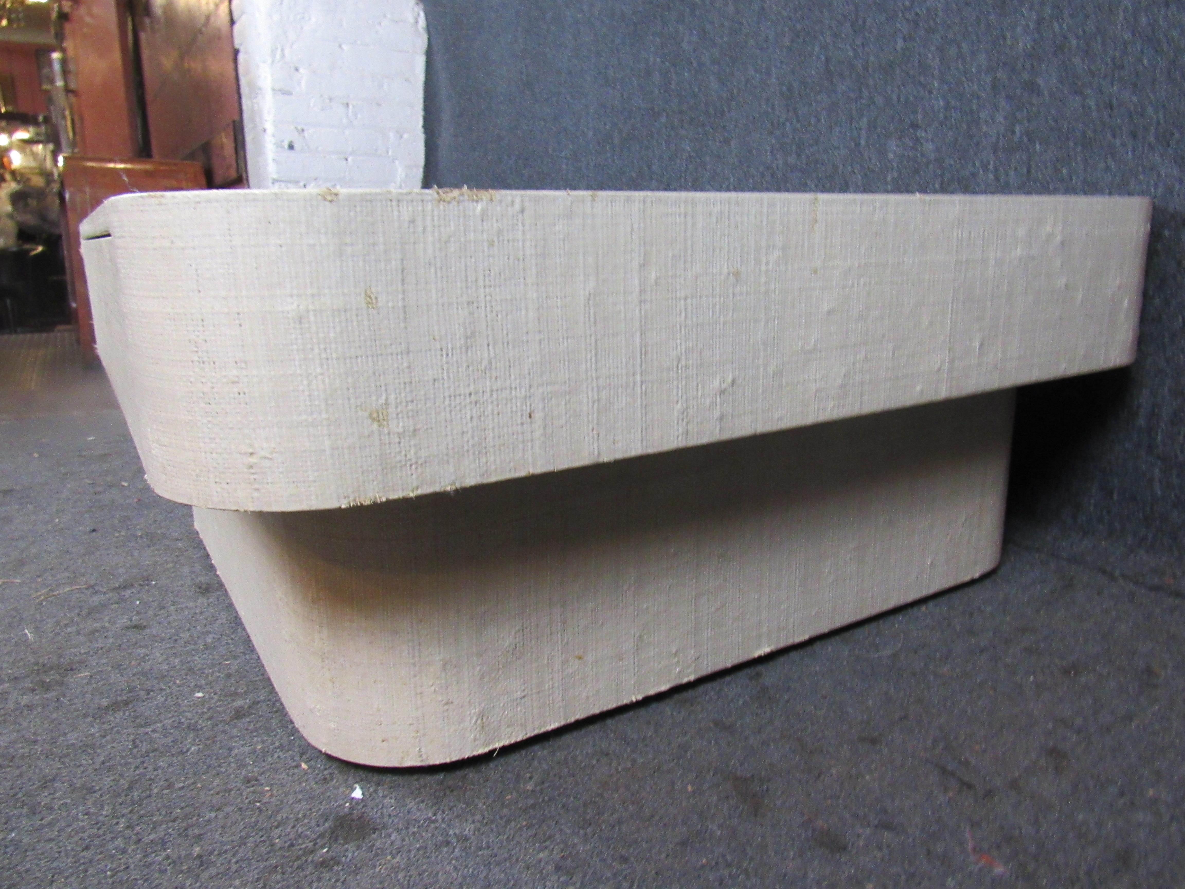 Mid-Century Modern Vintage Springer Style Grasscloth Coffee Table For Sale