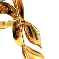 Vintage Spritzer & Fuhrmann Hand Made 18k Gold Diamond & Ruby Ribbon Pin Brosche