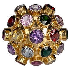 Vintage "Sputnik" 18 Karat Gold Multi Gem Dome Ring