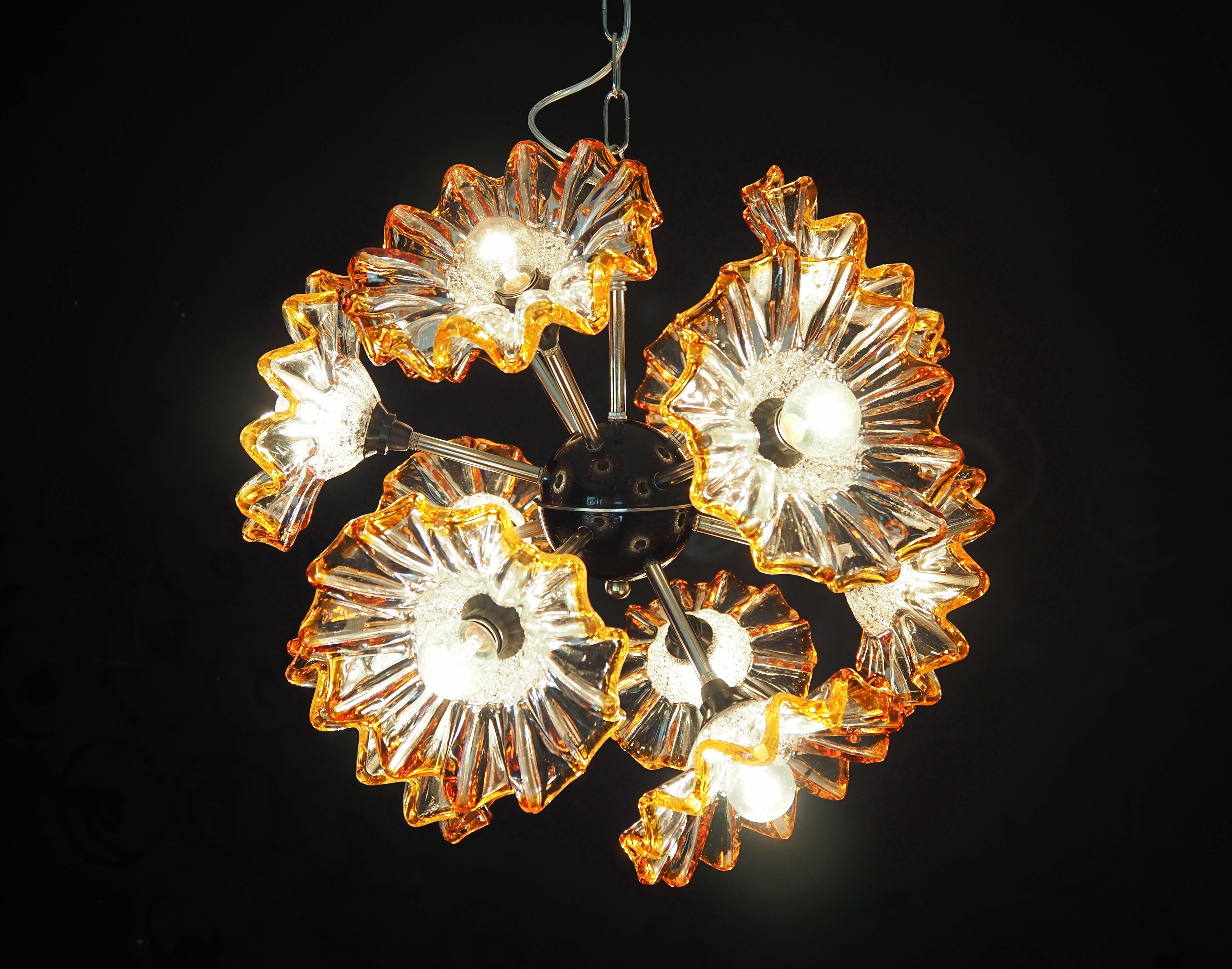 Vintage Sputnik Italian crystal chandelier - 12 flowers 3
