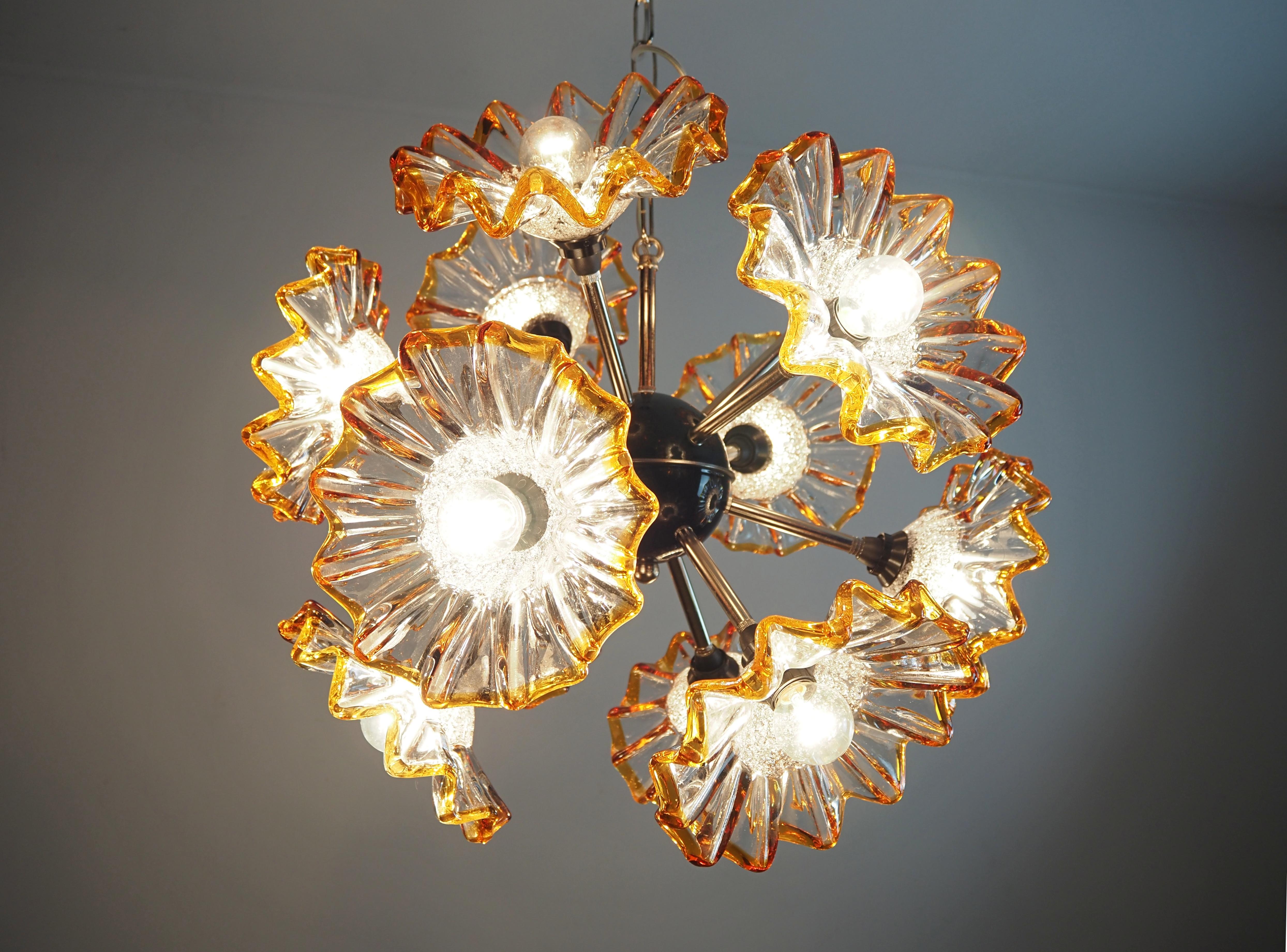 Vintage Sputnik Italian crystal chandelier - 12 flowers 5