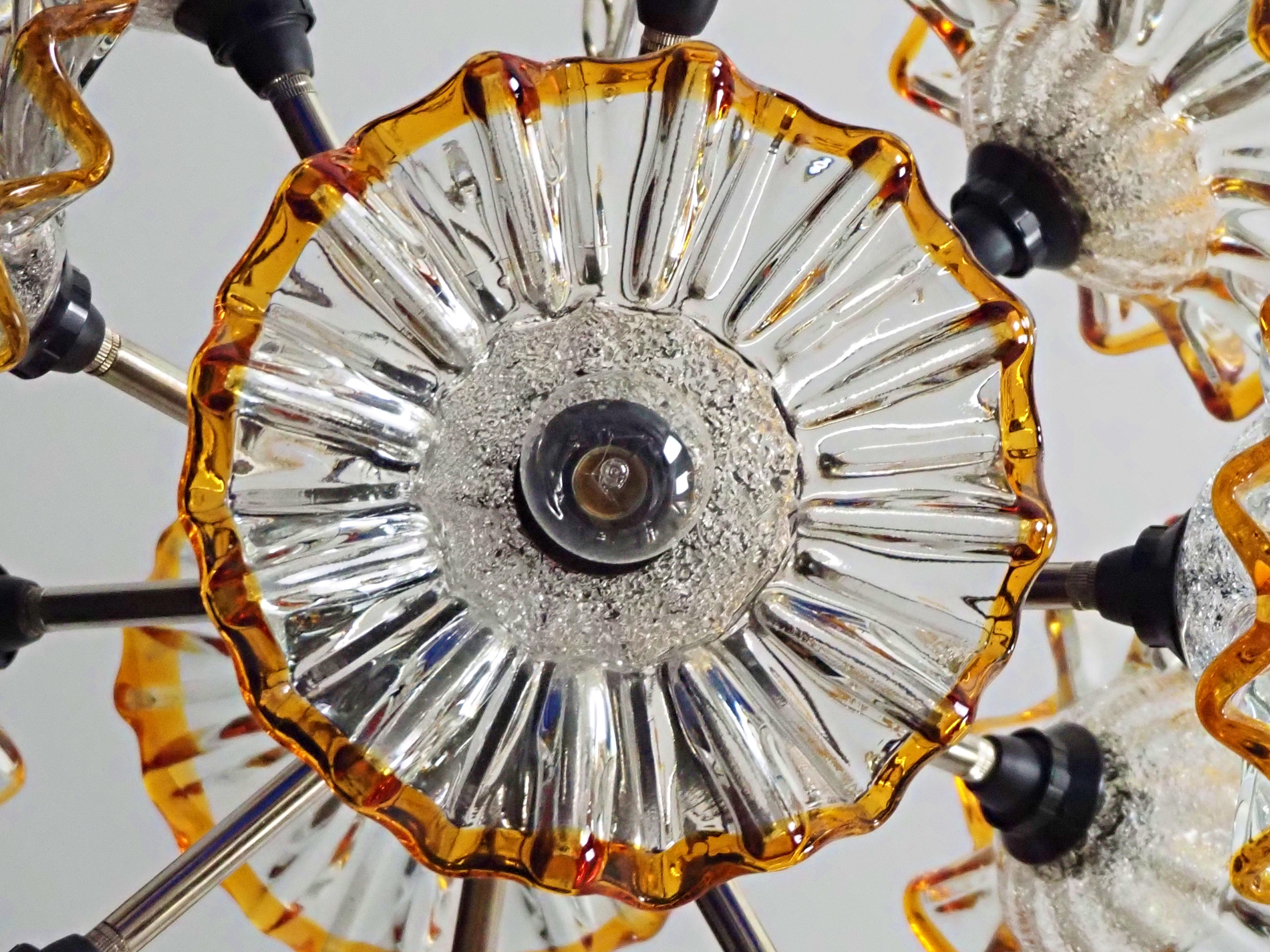 Vintage Sputnik Italian crystal chandelier - 12 flowers 8