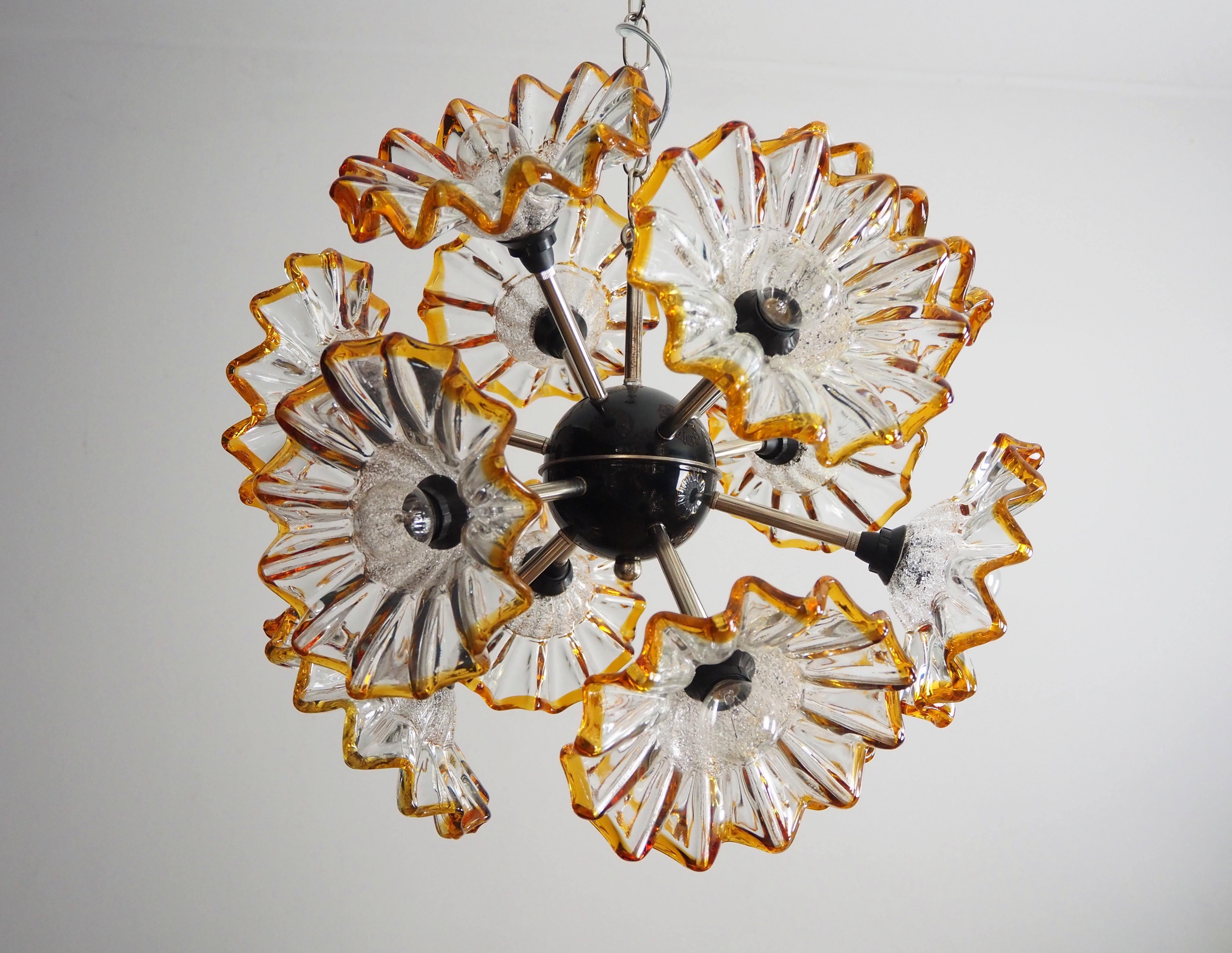 Galvanized Vintage Sputnik Italian crystal chandelier - 12 flowers