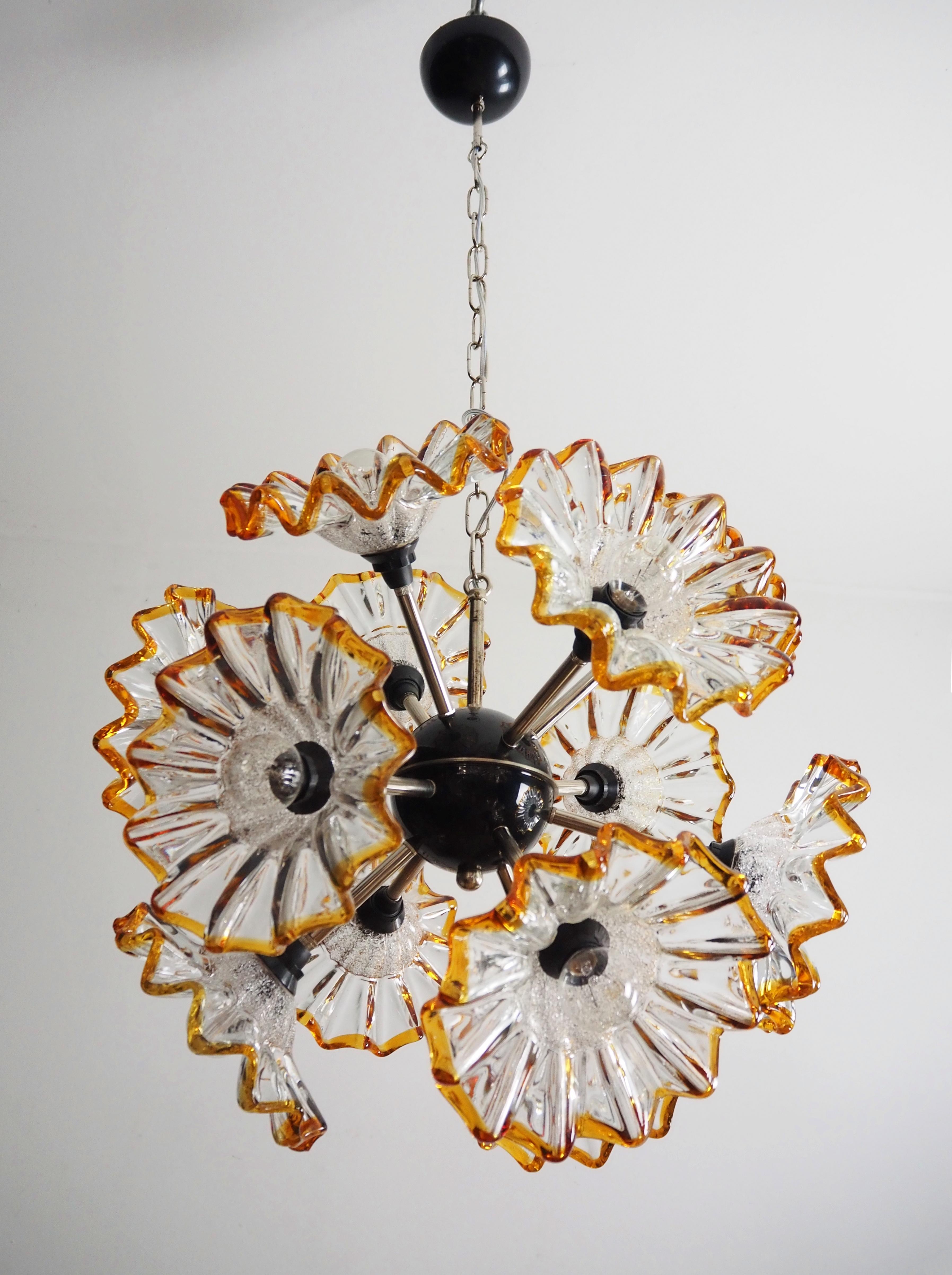 20th Century Vintage Sputnik Italian crystal chandelier - 12 flowers