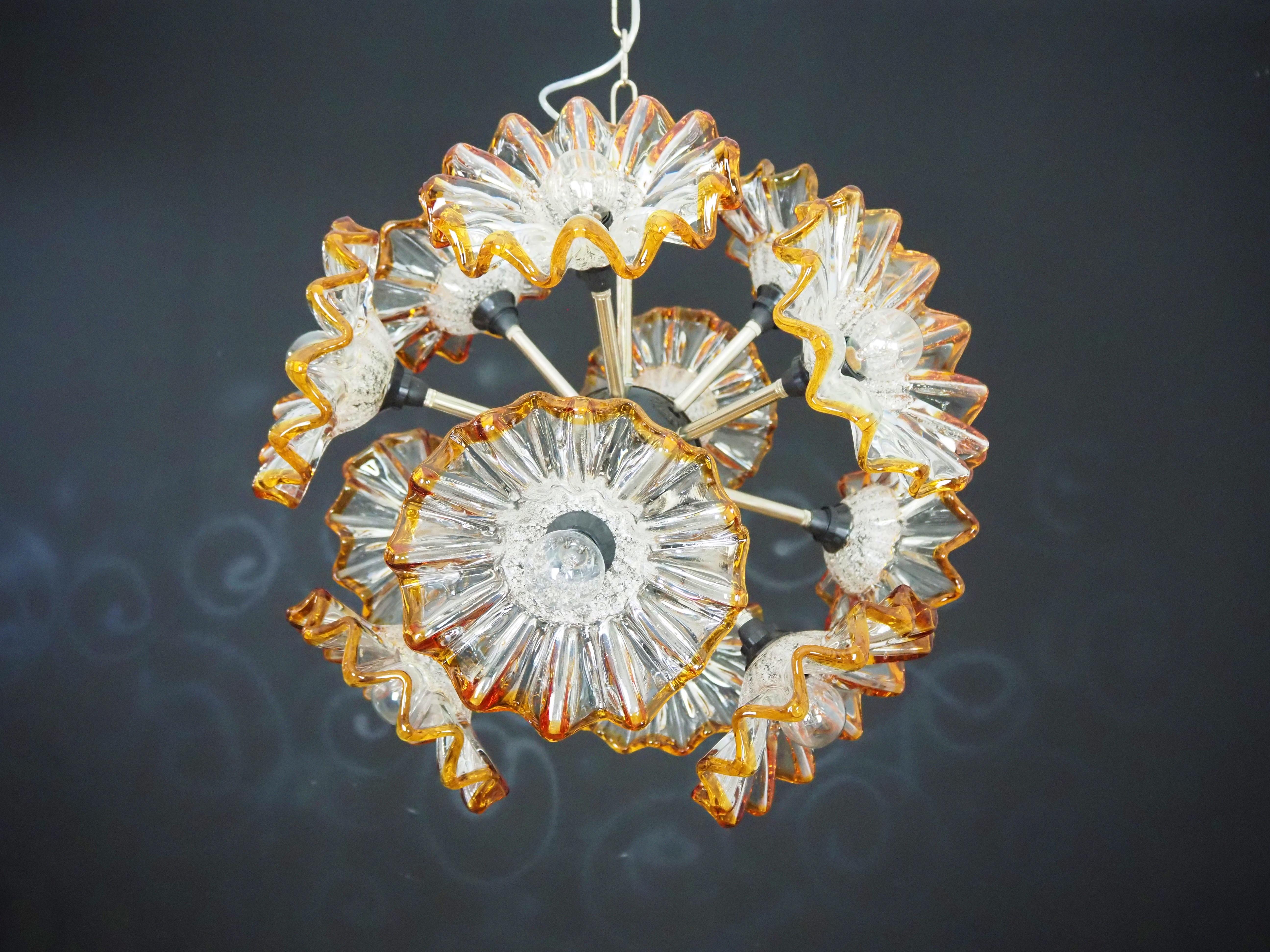 Art Glass Vintage Sputnik Italian crystal chandelier - 12 flowers