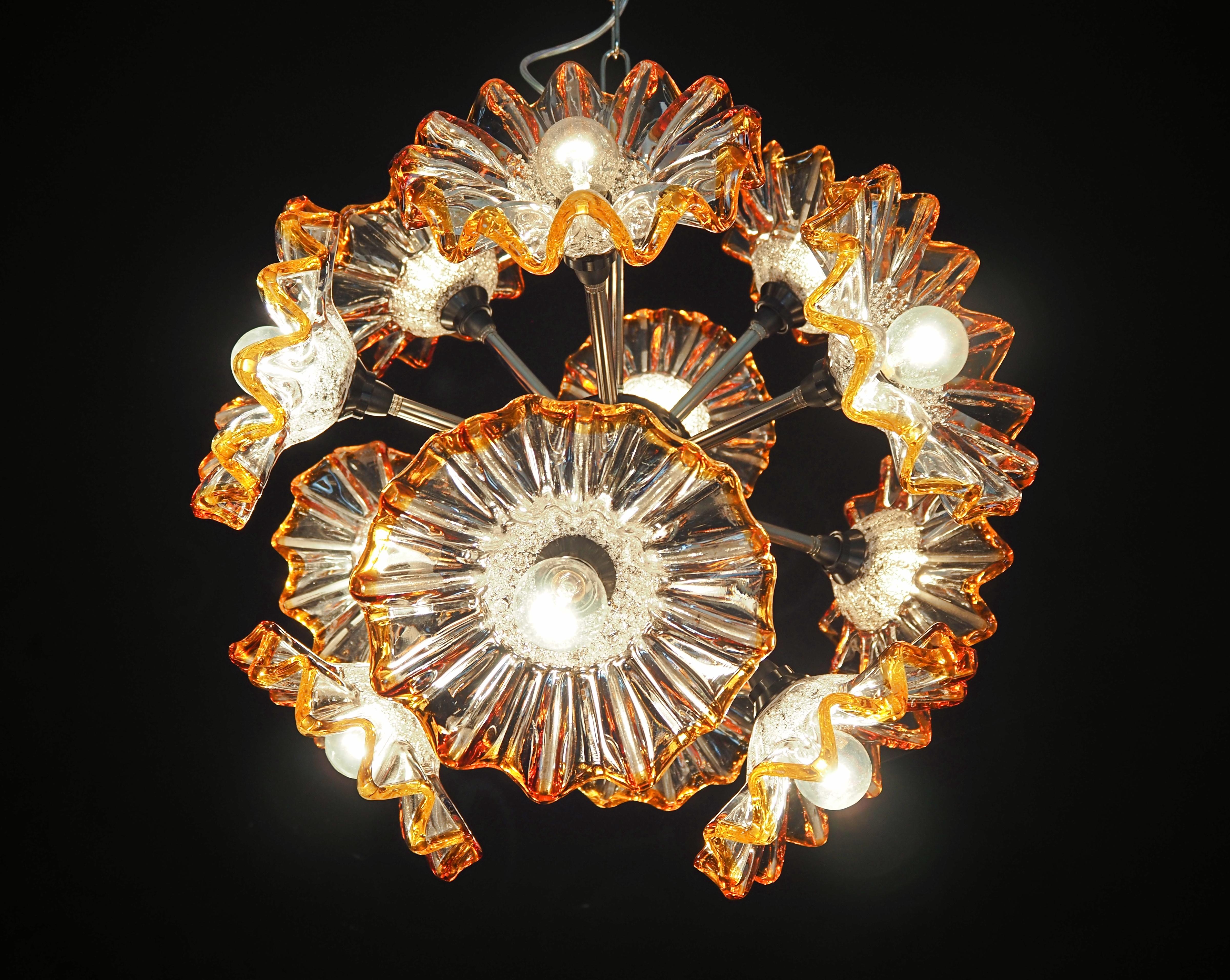 Vintage Sputnik Italian crystal chandelier - 12 flowers 2