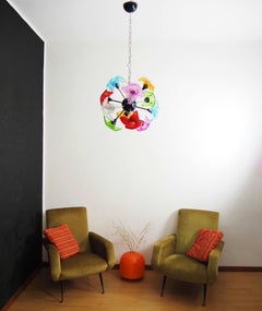 Vintage Sputnik Italian crystal chandelier - 12 mulicolored flowers