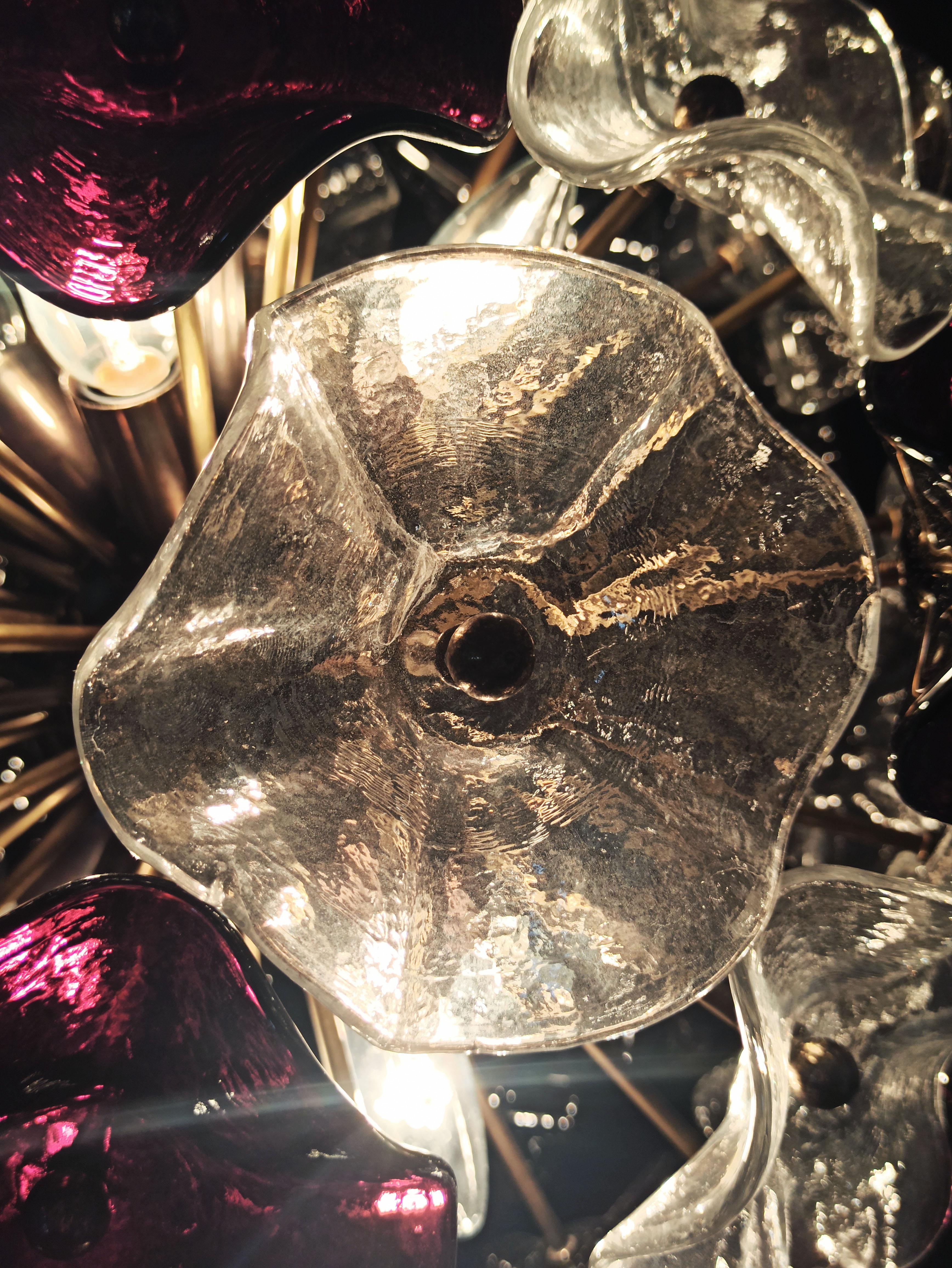Lampadario vintage Sputnik in cristallo italiano, 51 vetri trasparenti e ametista In condizioni buone in vendita a Gaiarine Frazione Francenigo (TV), IT