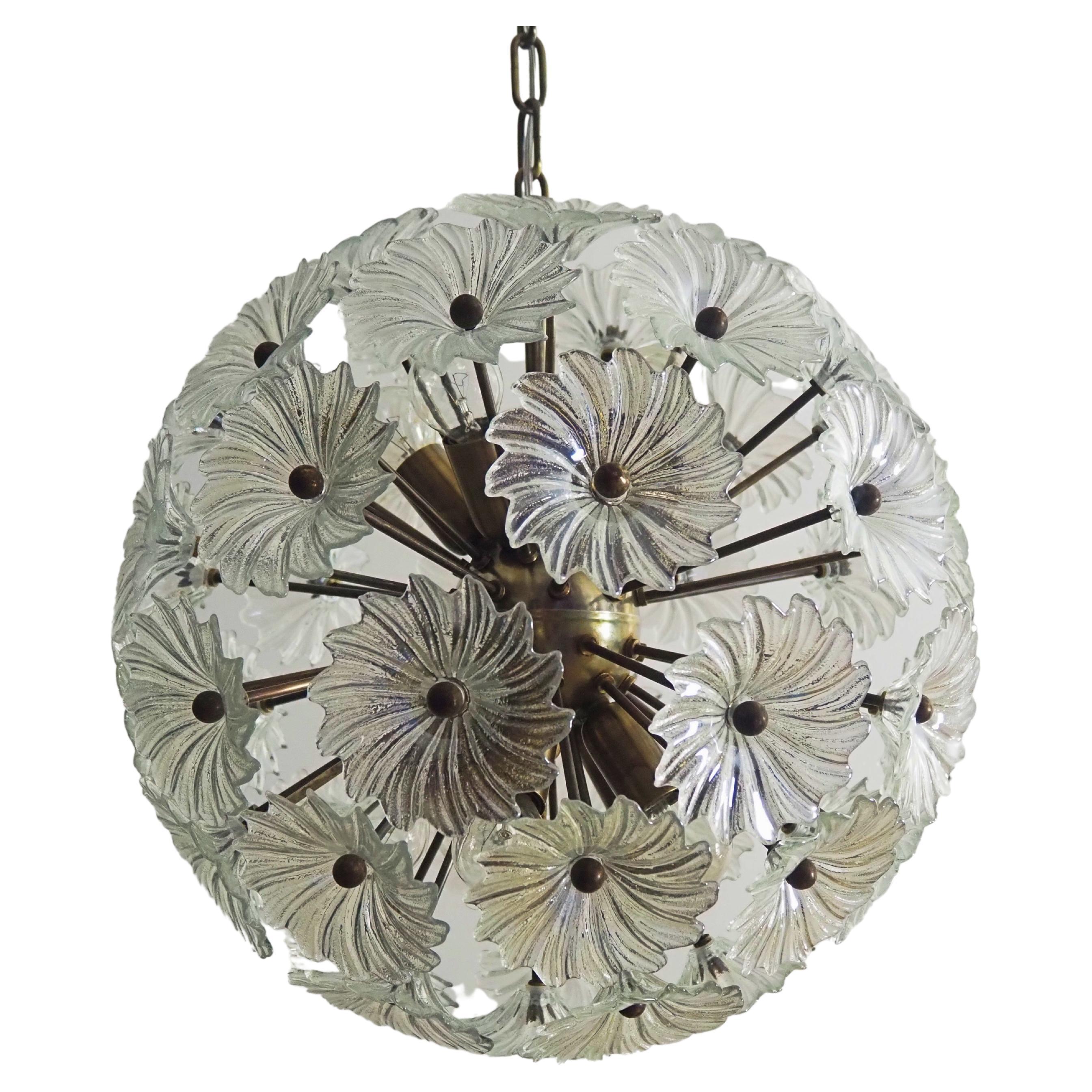 Vintage Sputnik Italian crystal chandelier - 51 Daisy clear glasses