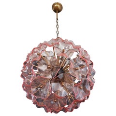 Vintage Sputnik Italian Crystal Chandelier, 51 Pink Glasses