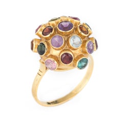 Vintage Sputnik Ring Gemstone Dome Small Orb Cocktail Jewelry Estate Fine