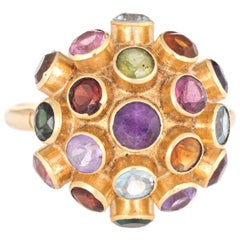 Vintage Sputnik Ring Gemstone Dome Small Orb Cocktail Jewelry Estate Fine