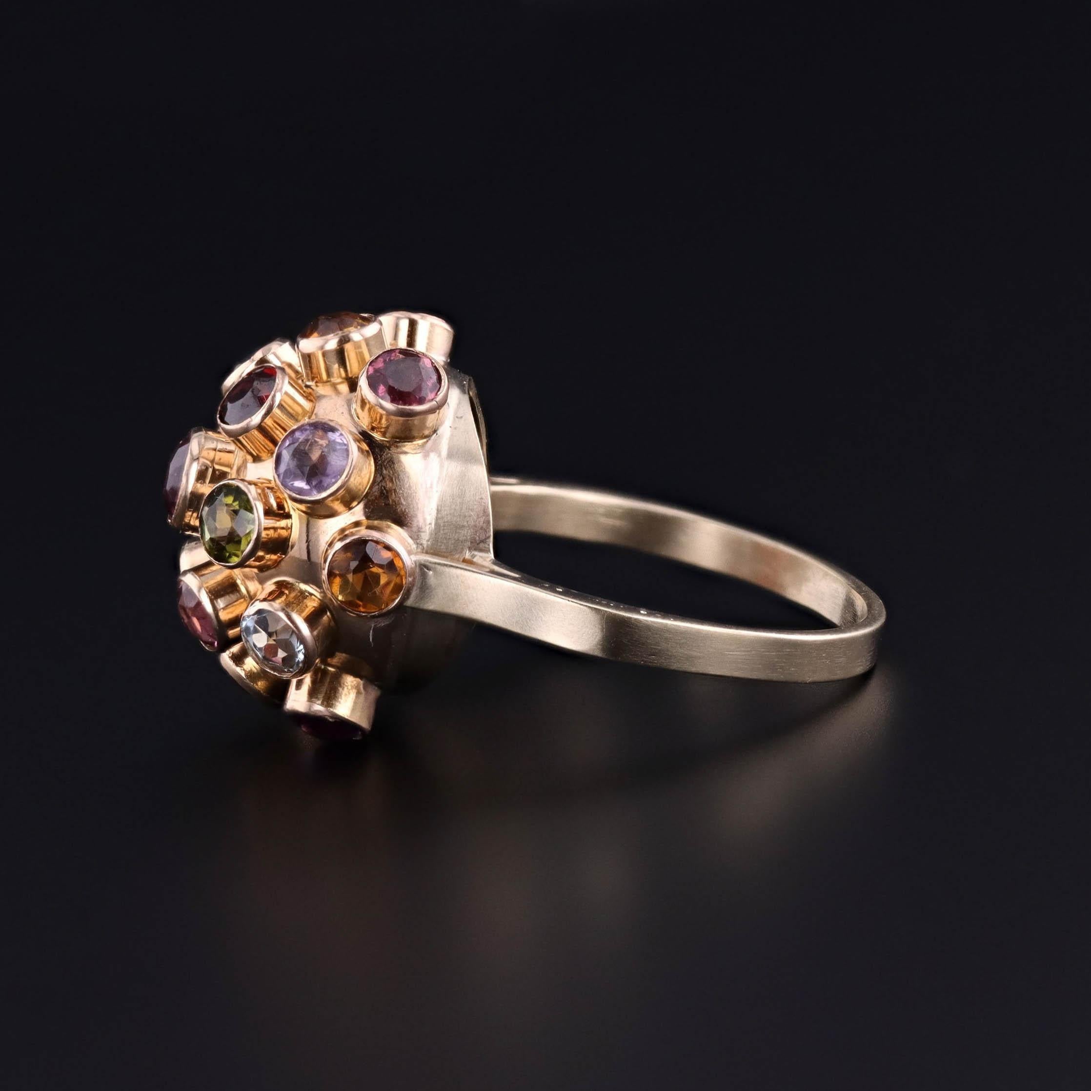 Anello Sputnik vintage in oro 14k In condizioni buone in vendita a Lewisburg, PA