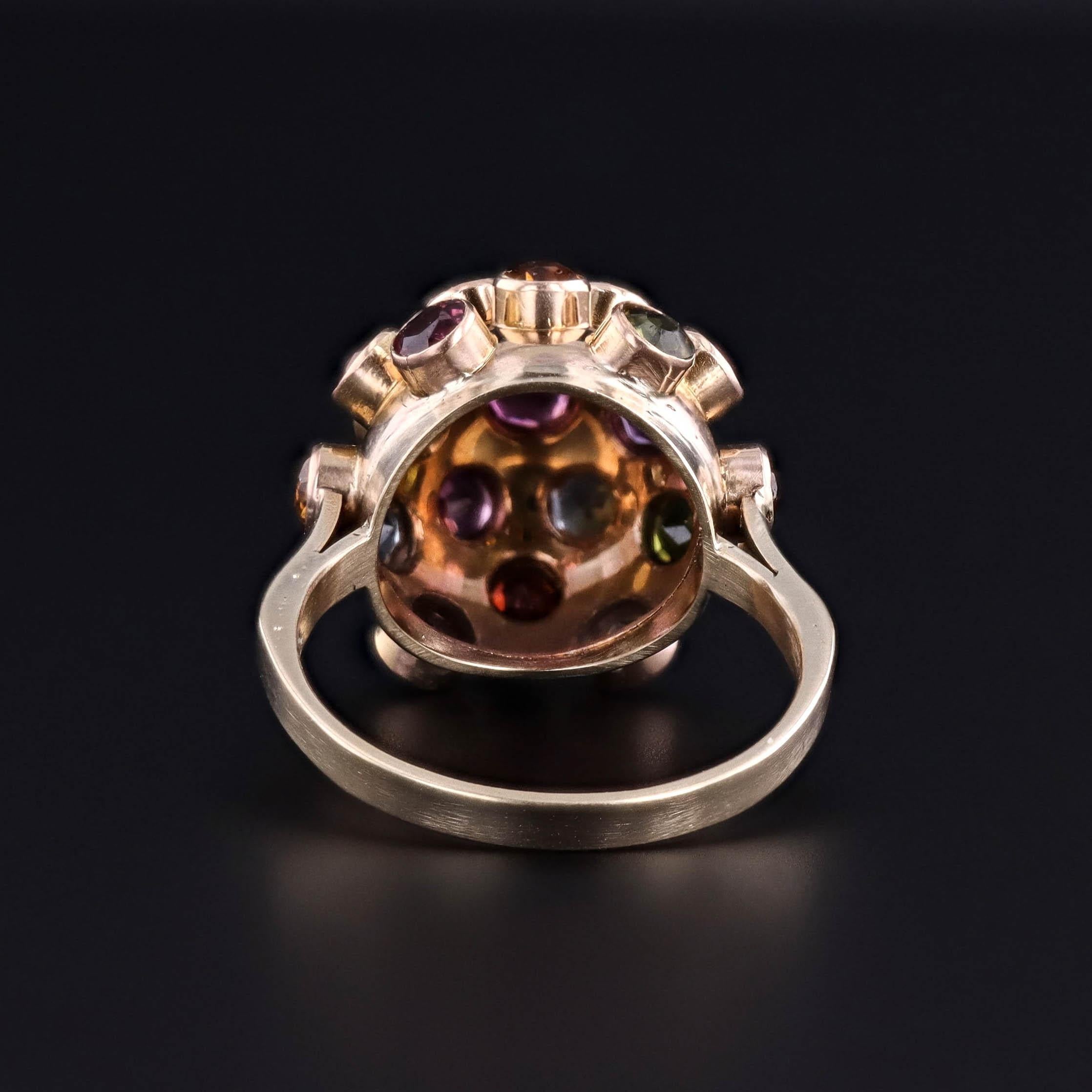 Anello Sputnik vintage in oro 14k in vendita 1