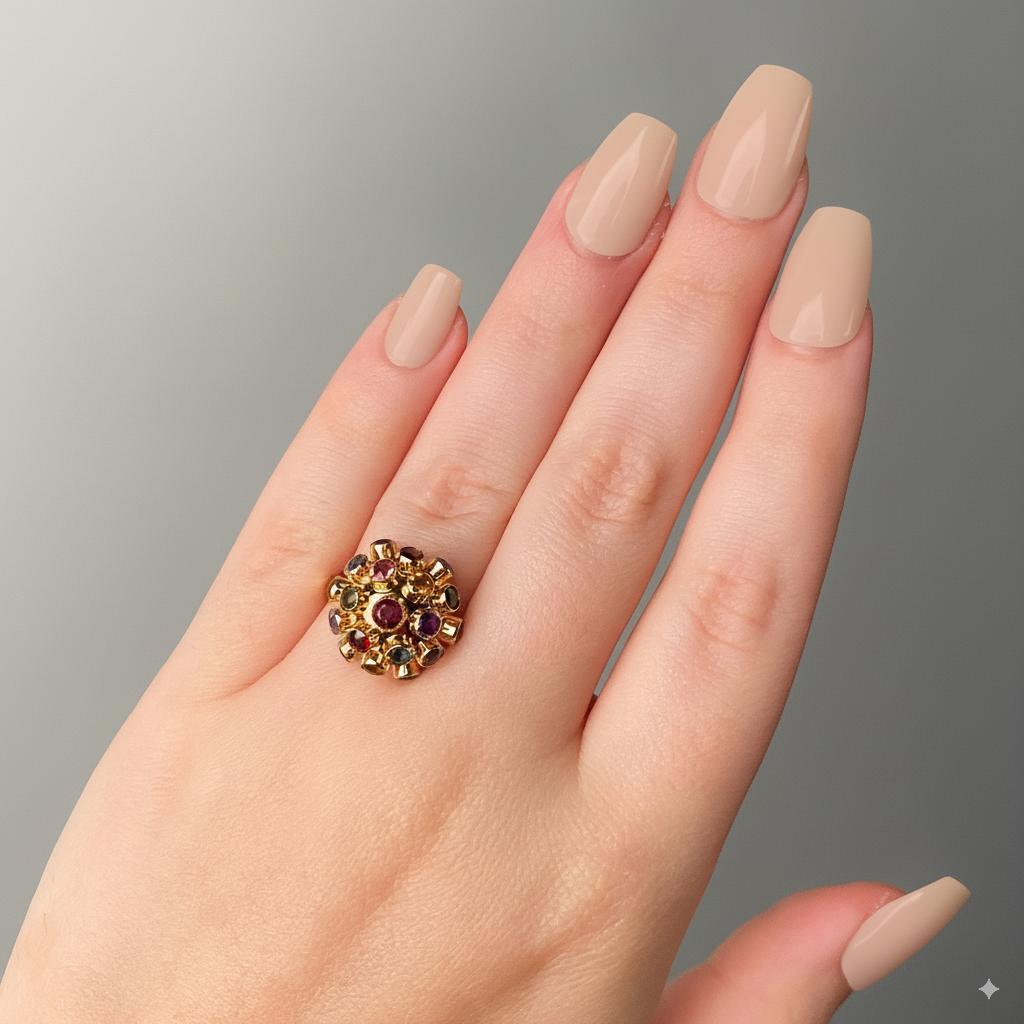 Anello Sputnik vintage in oro 14k in vendita 2