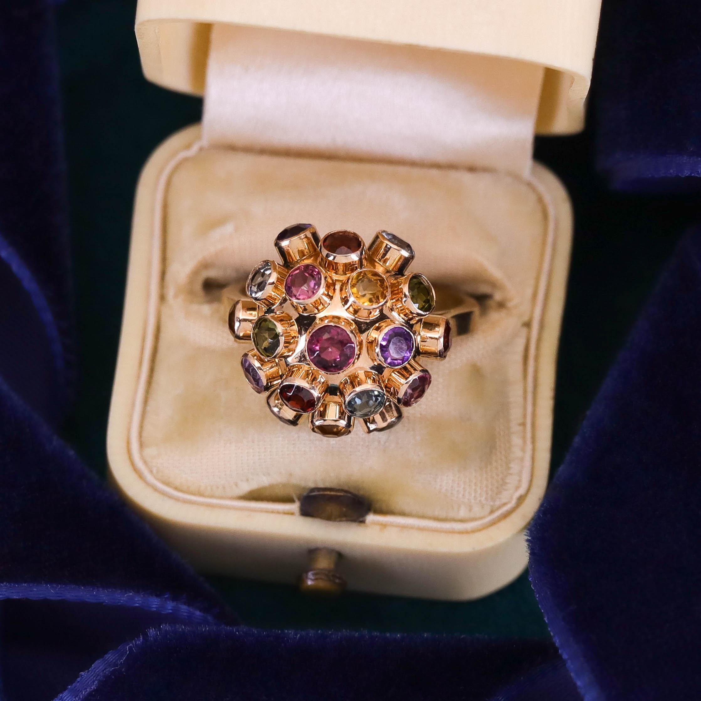 Anello Sputnik vintage in oro 14k in vendita 3