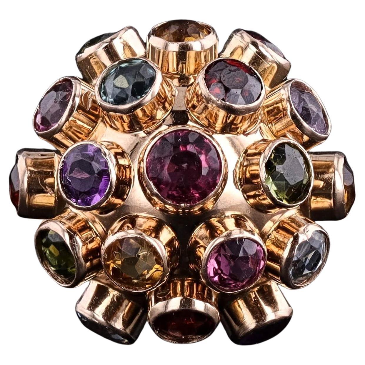 Anello Sputnik vintage in oro 14k
