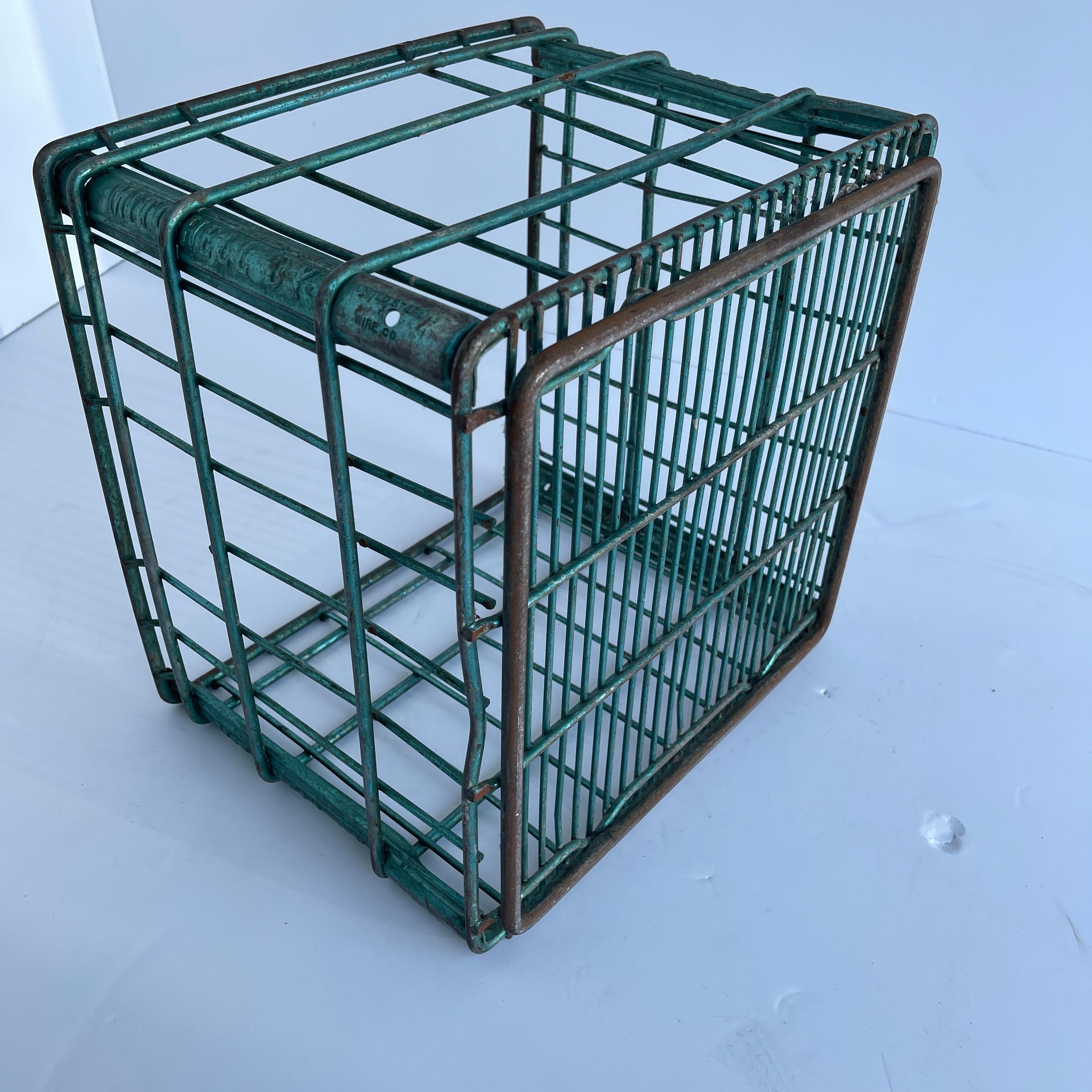 Vintage Metal and Wire Milk Crate Basket 5