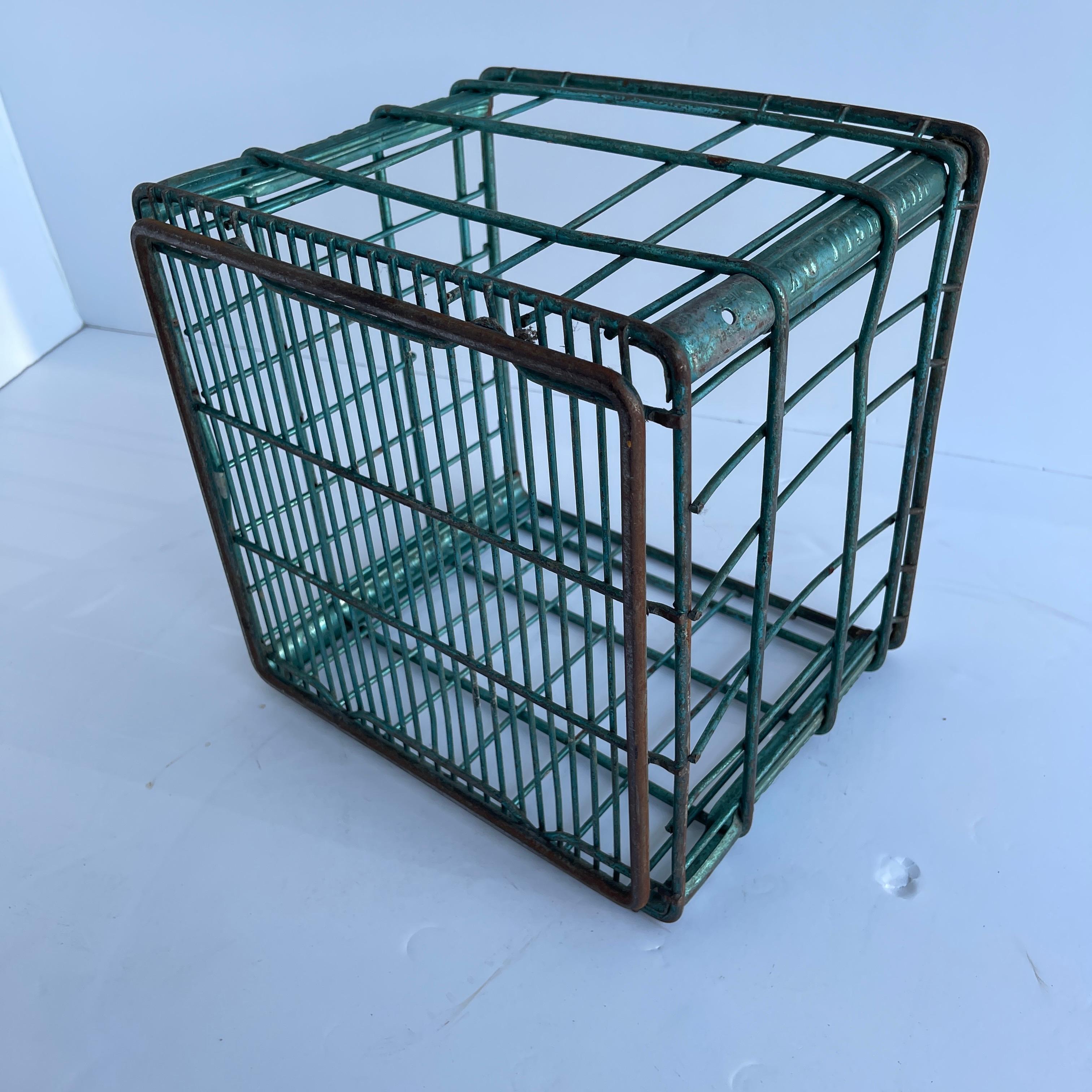 Vintage Metal and Wire Milk Crate Basket 6