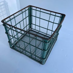 Vintage Metal and Wire Milk Crate Basket