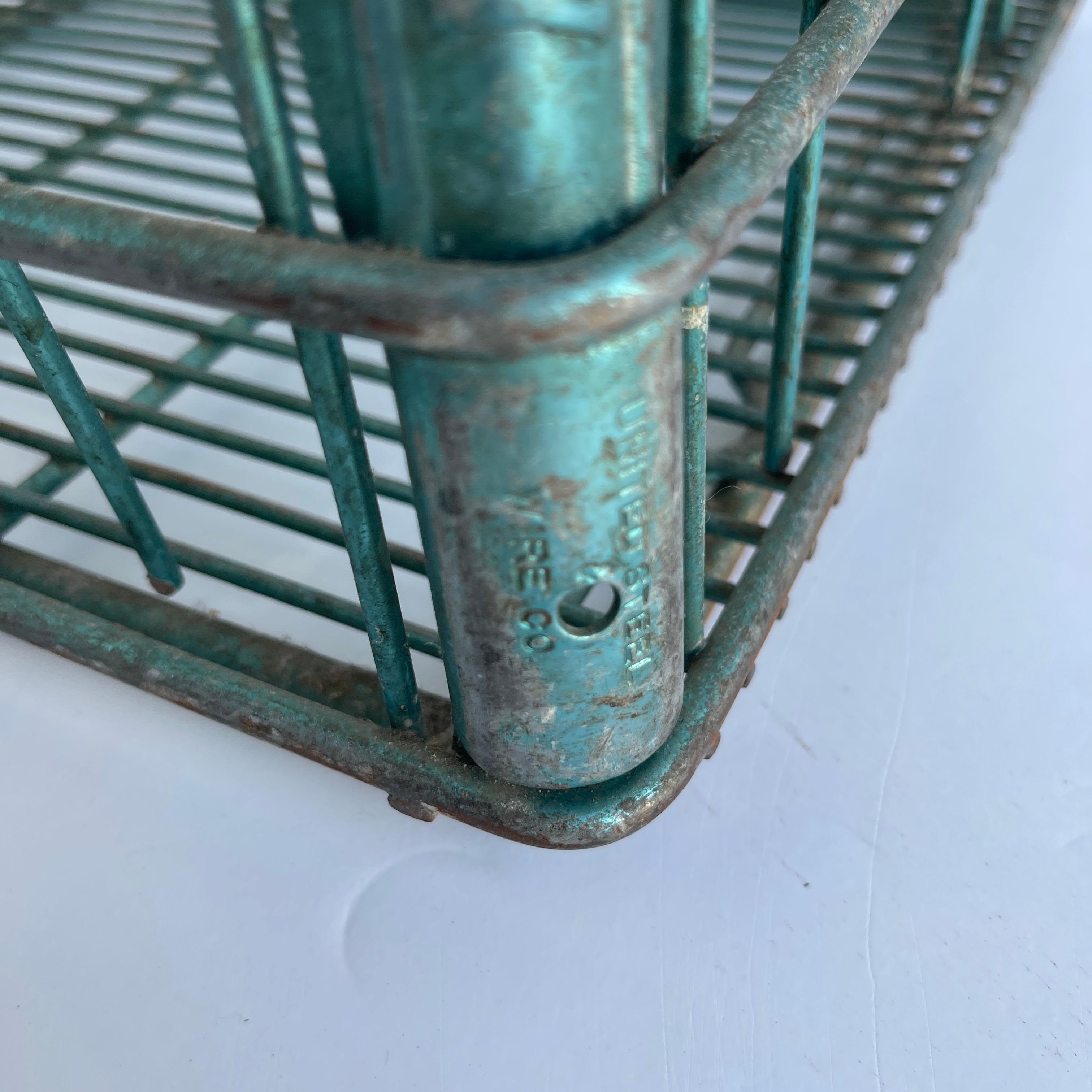 Industrial Vintage Metal and Wire Milk Crate Basket