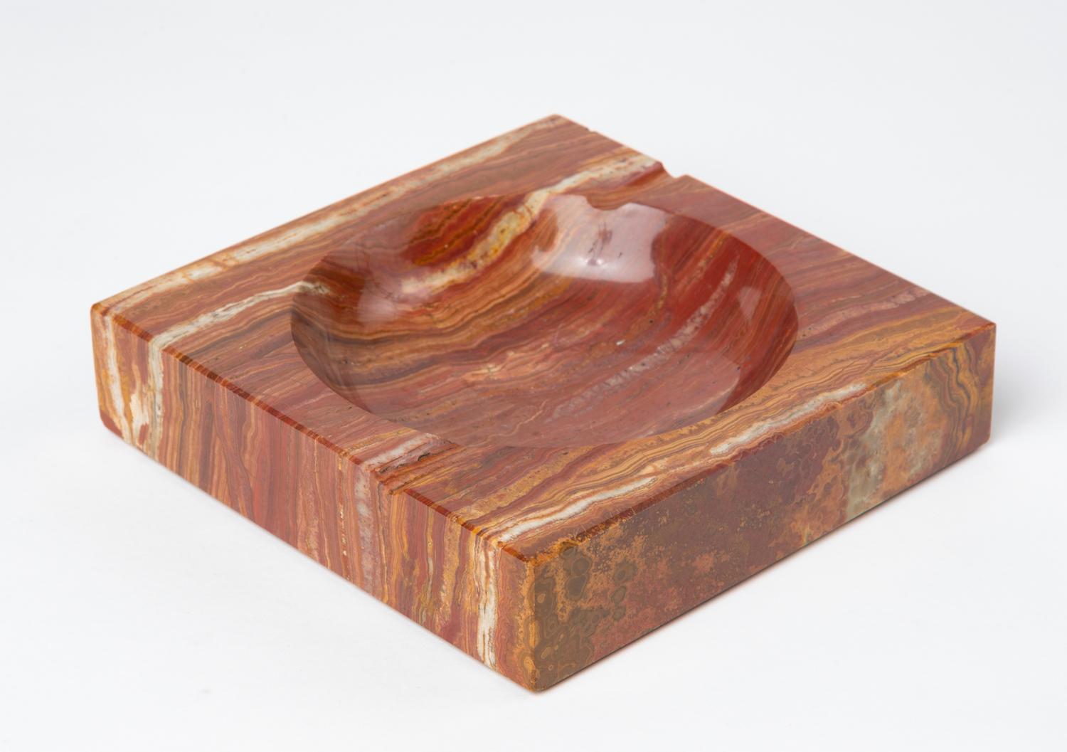 Post-Modern Vintage Square Ashtray in Red Onyx