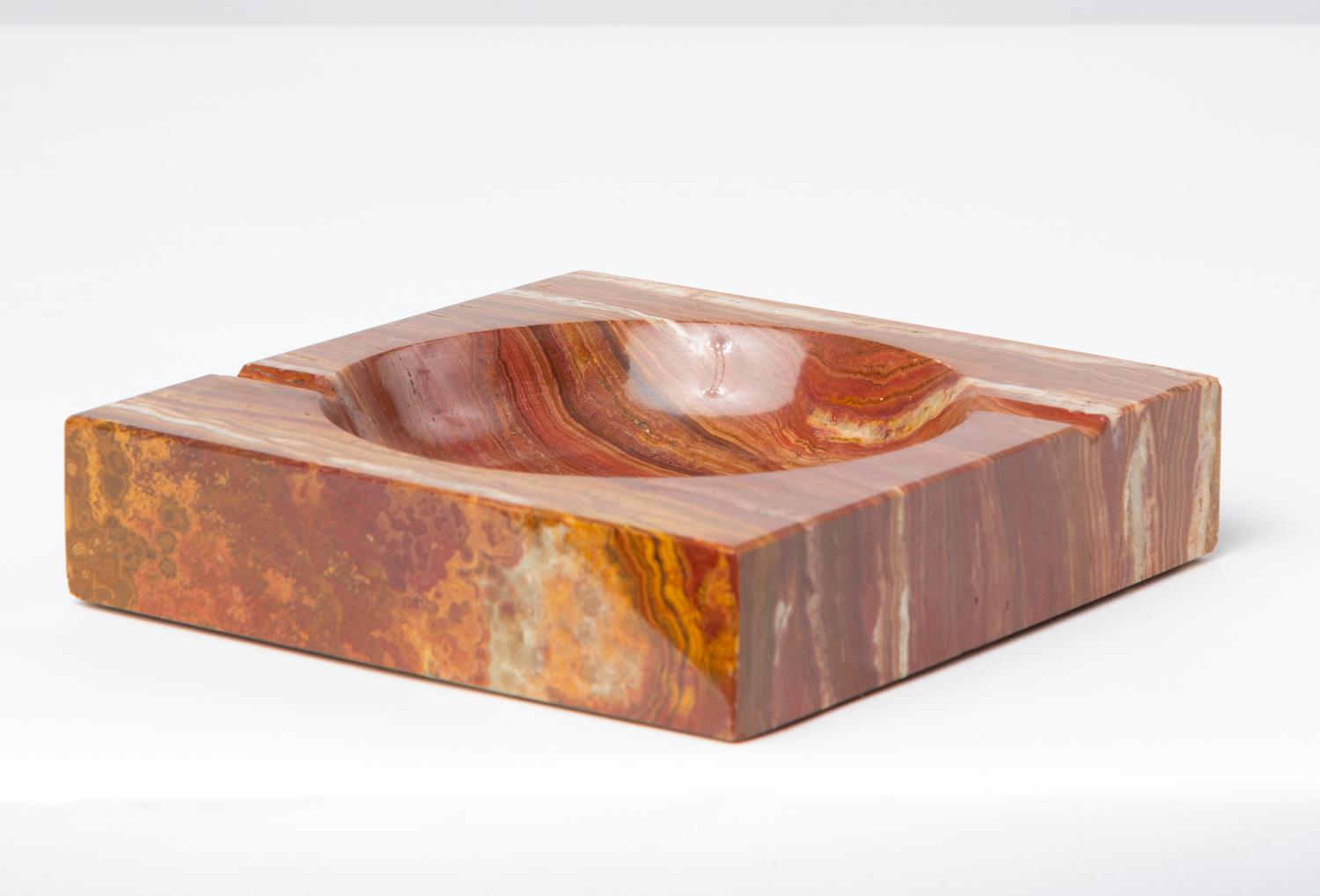 American Vintage Square Ashtray in Red Onyx