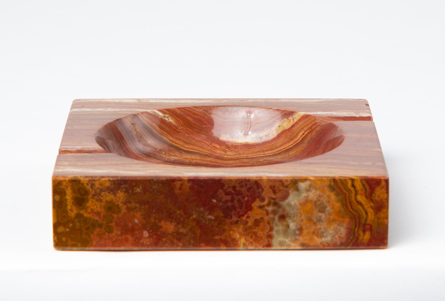 Vintage Square Ashtray in Red Onyx In Good Condition In Los Angeles, CA