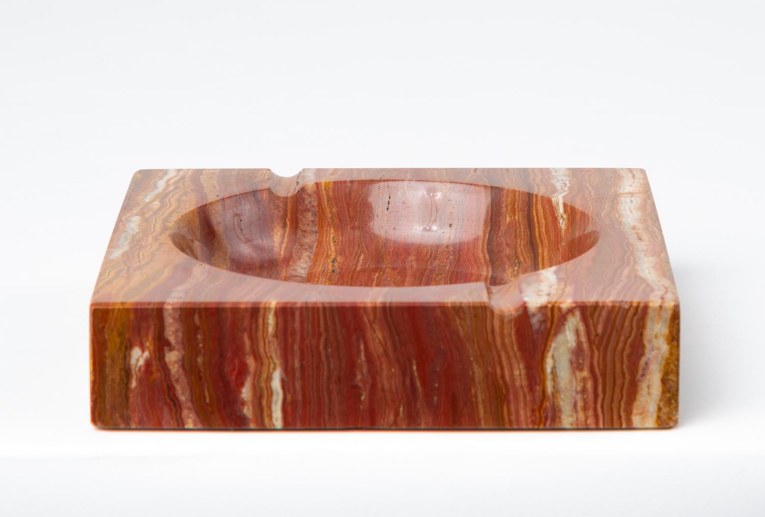 20th Century Vintage Square Ashtray in Red Onyx