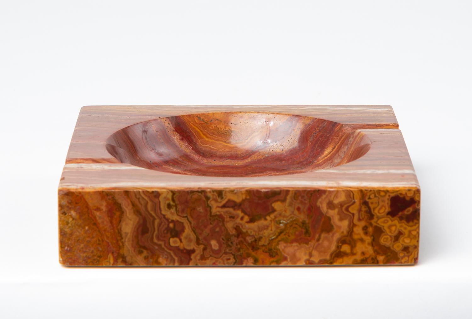 Vintage Square Ashtray in Red Onyx 1