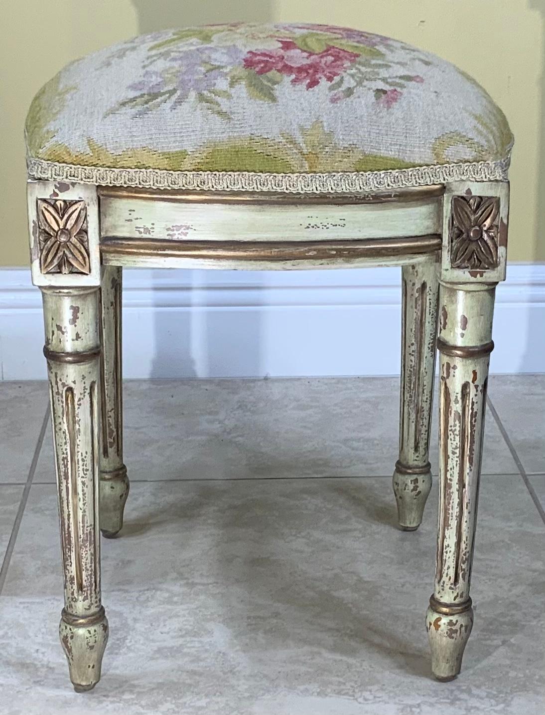 Vintage Square Aubusson Tapestry Stool For Sale 2