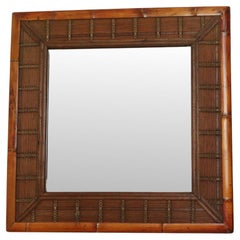Vintage Square Bamboo and Rattan Mirror Boho 70cm Vintage Square Bamboo and Rattan Mirror Boho 70cm
