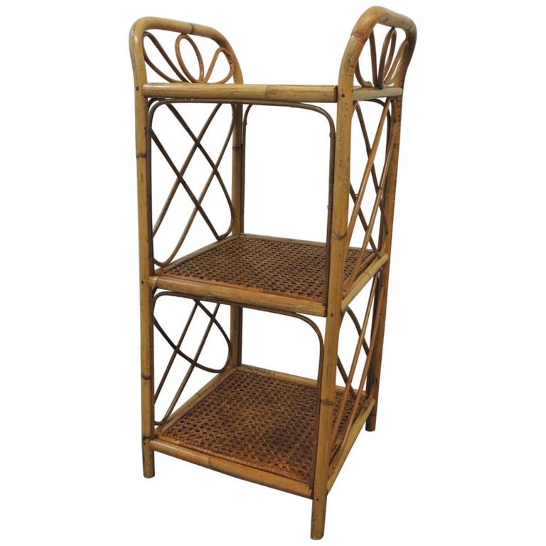 Vintage Square Bamboo Étagère at 1stDibs