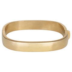 Vintage Square Bangle Bracelet 10mm Wide 14k Yellow Gold Estate Fine Jewelry 7"