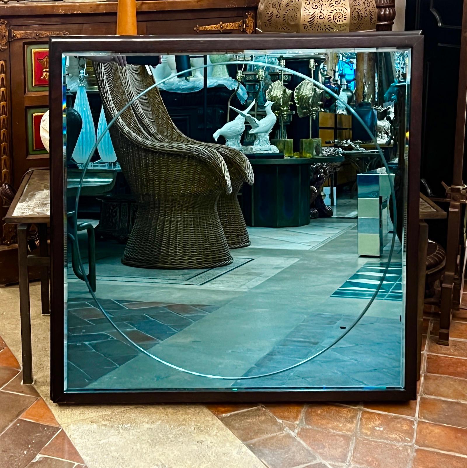 Vintage Square Blue Mirror In Good Condition For Sale In New York, NY