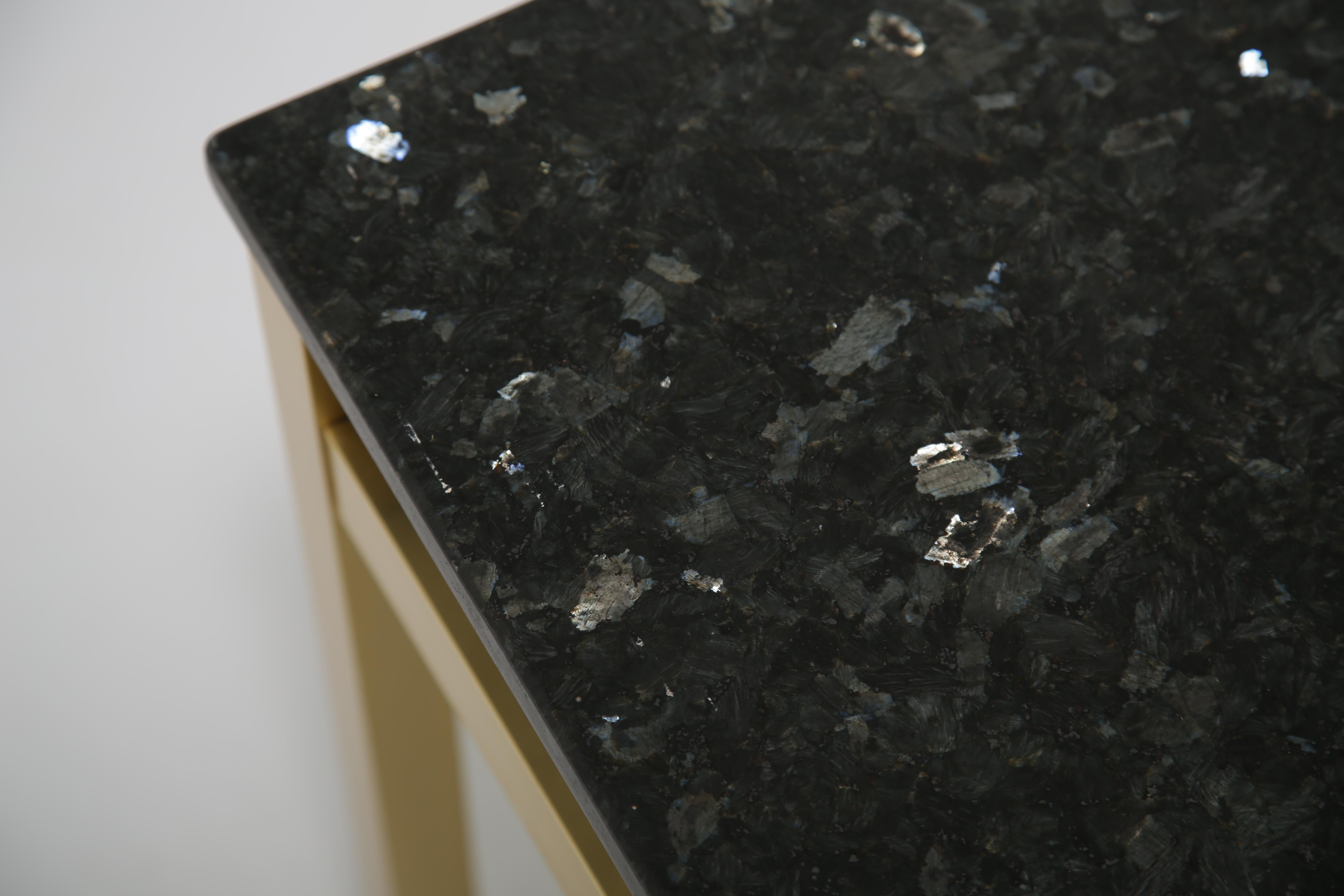 Vintage Square Brass and Black Granite Top Coffee or Side Table, 1970s In Good Condition For Sale In Dublin 8, IE