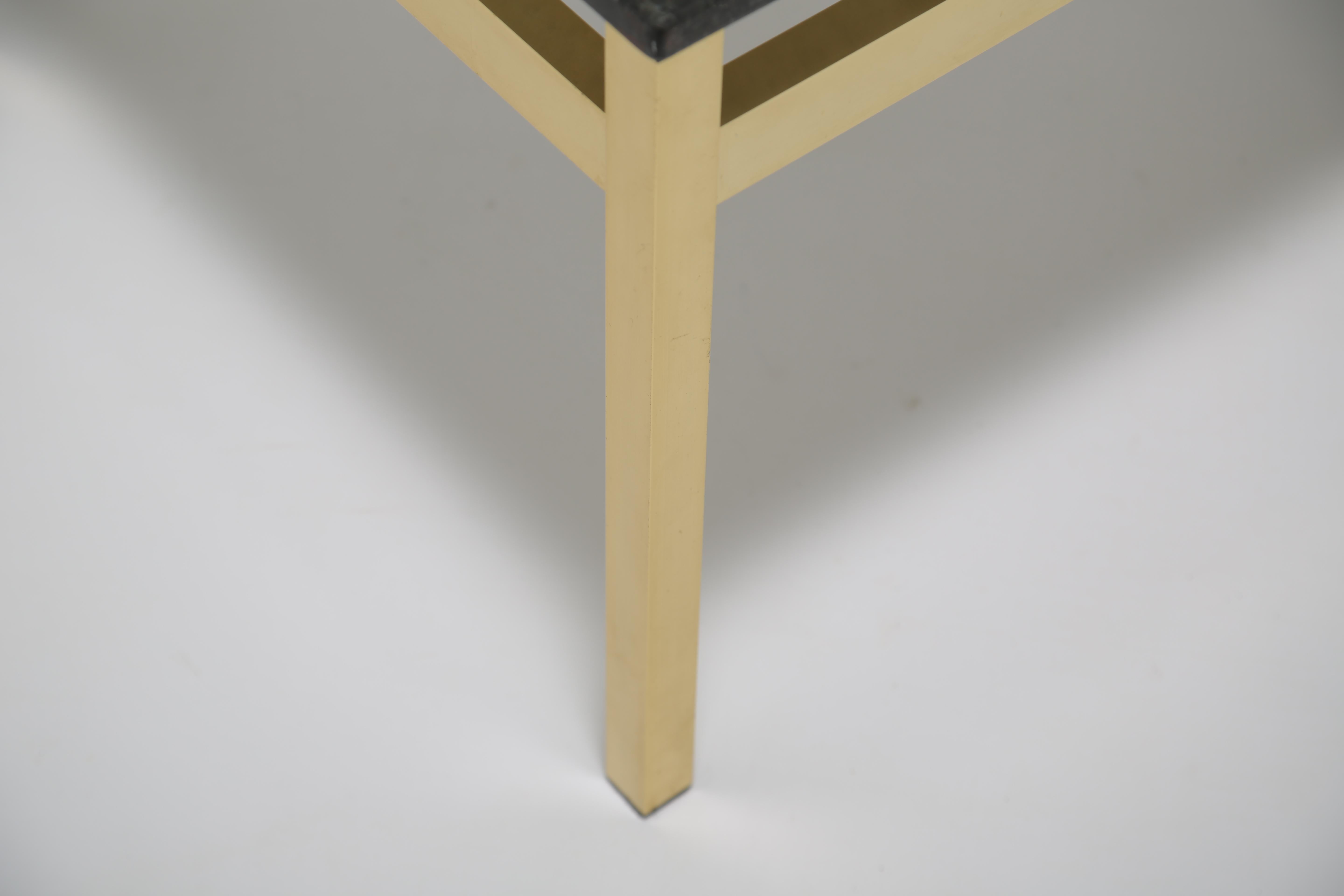 Vintage Square Brass and Black Granite Top Coffee or Side Table, 1970s For Sale 1