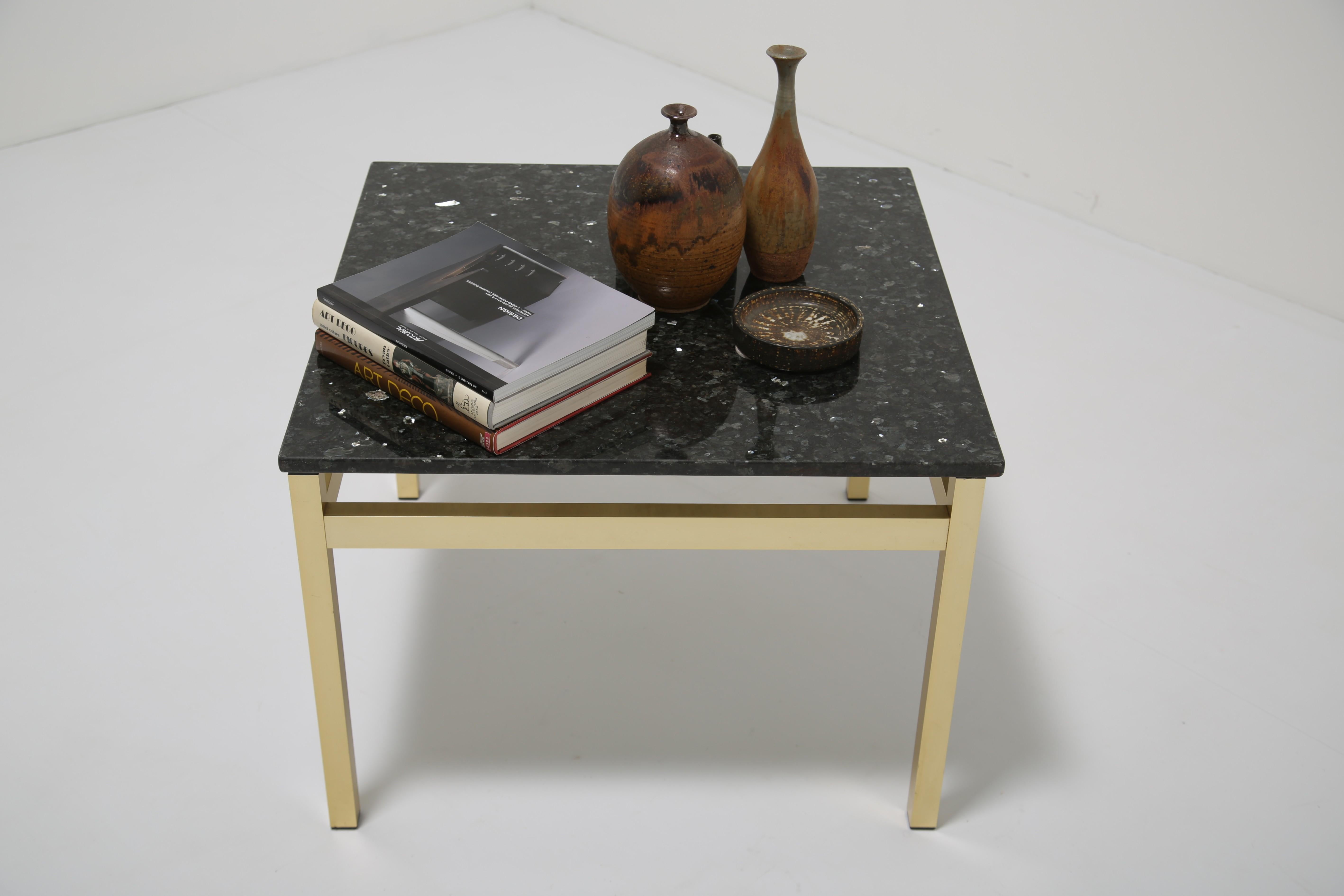 Vintage Square Brass and Black Granite Top Coffee or Side Table, 1970s For Sale 3