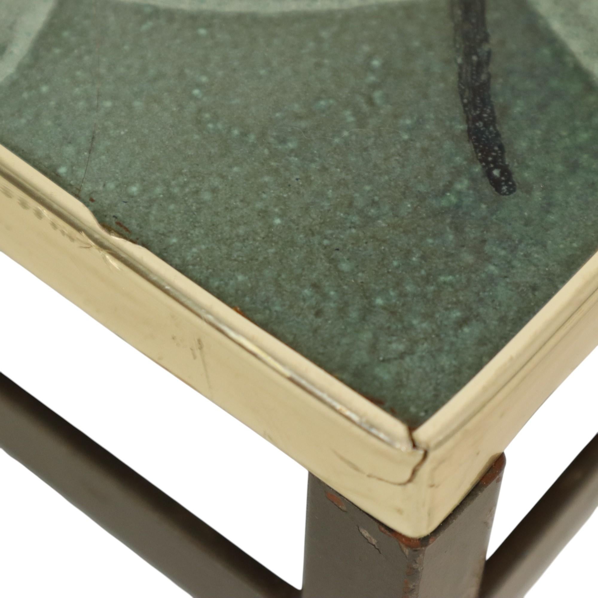 Metallo Pianta quadrata in ceramica vintage da tavolo Tavolo anni '60 in vendita