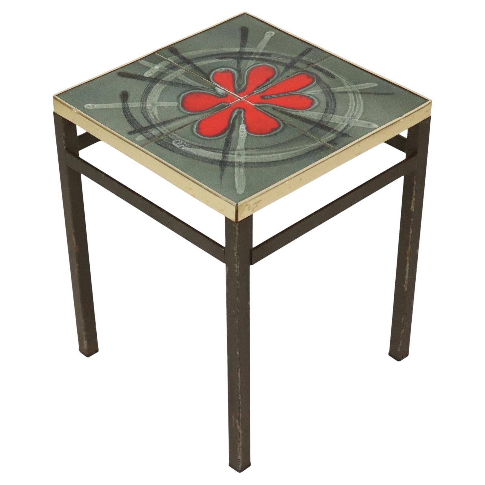 Vintage Square Ceramic Plant Table Tile Table Sixties