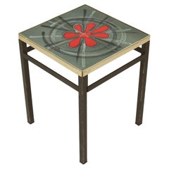 Vintage Square Ceramic Plant Table Tile Table Sixties