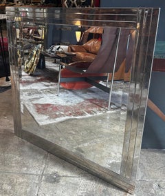 Vintage Square Chrome Mirror, 1980s