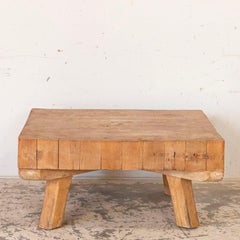 Vintage Square Coffee Table Made from Heavy Butcher Block Table