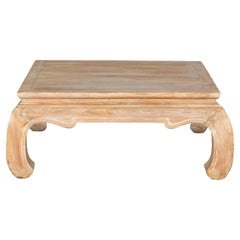 Vintage Square Coffee Table with Chow Legs in Light Wood