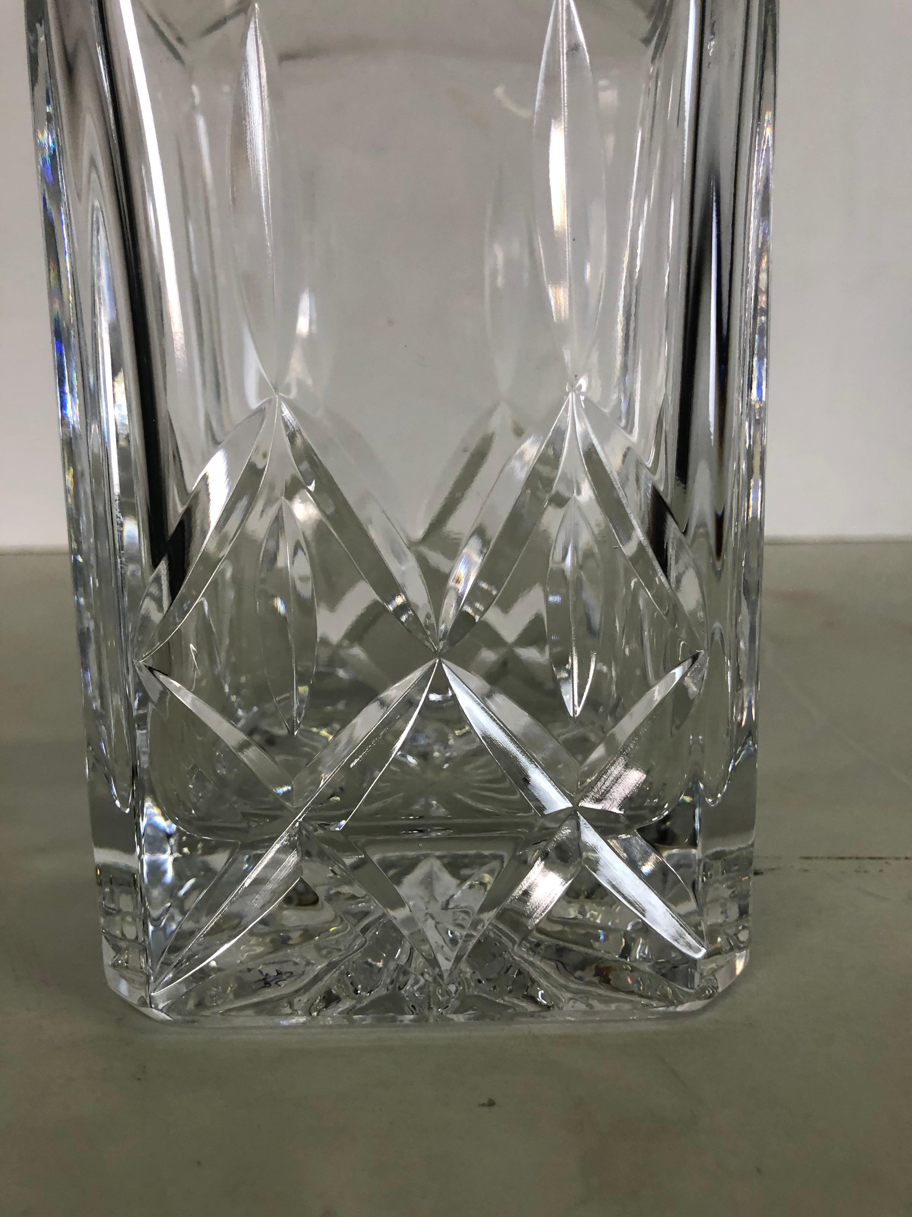 Vintage square crystal glass decanter by Block. Excellent condition. Marked.